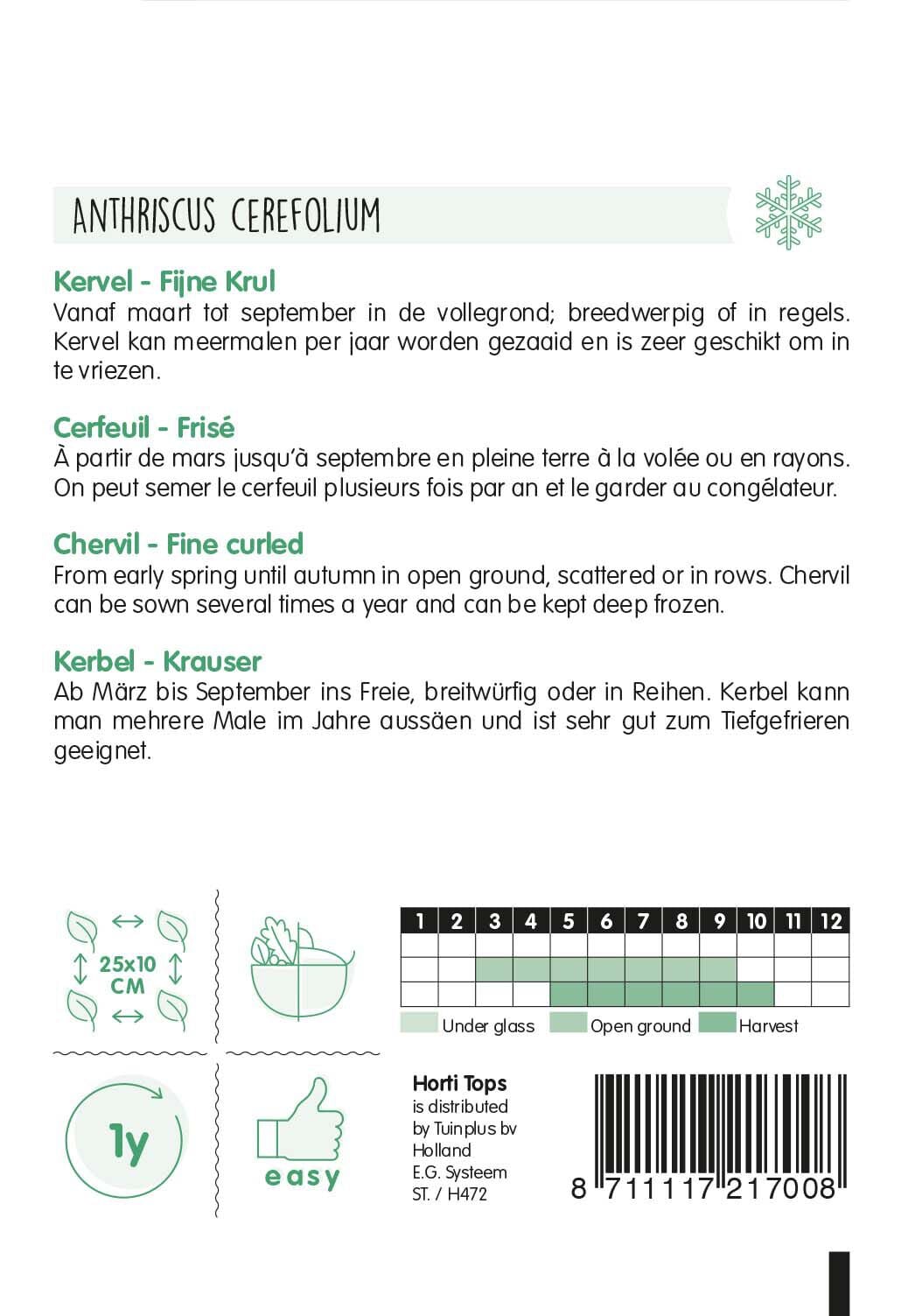 Horti Tops Kervel Fijne Krul - Kruidenzaden
