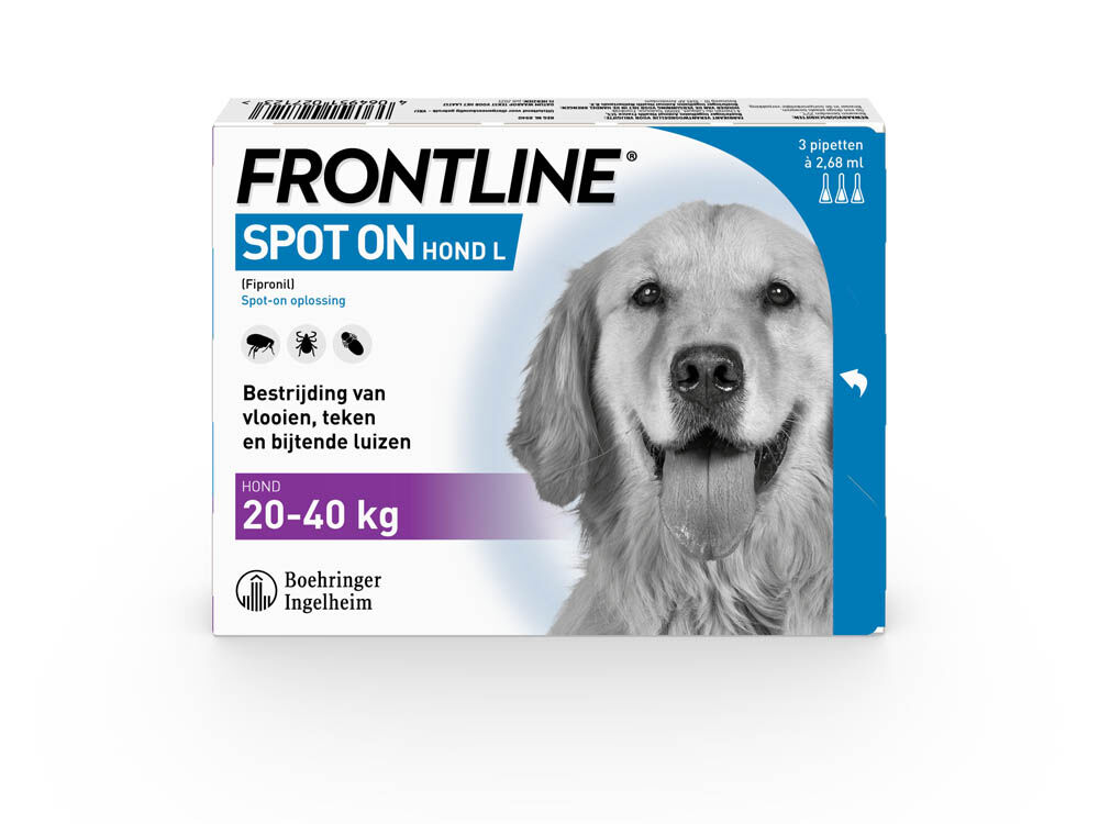 Frontline Spot On L - Anti vlooien en teken Hond - 3 pipetten - 3 Stuks - L Frontline Spot On L - Anti vlooien en teken Hond - 3 pipetten - 3 Stuks - L