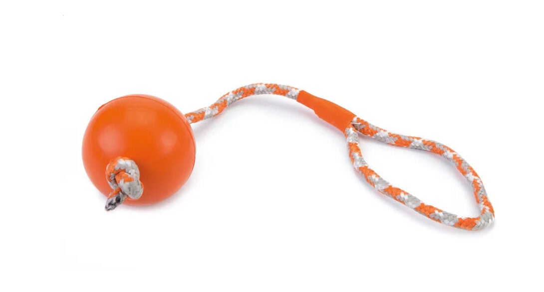 Beeztees Bal en koord - Hondenspeelgoed - oranje - 14x66x66 cm Beeztees Bal en koord - Hondenspeelgoed - oranje - 14x66x66 cm