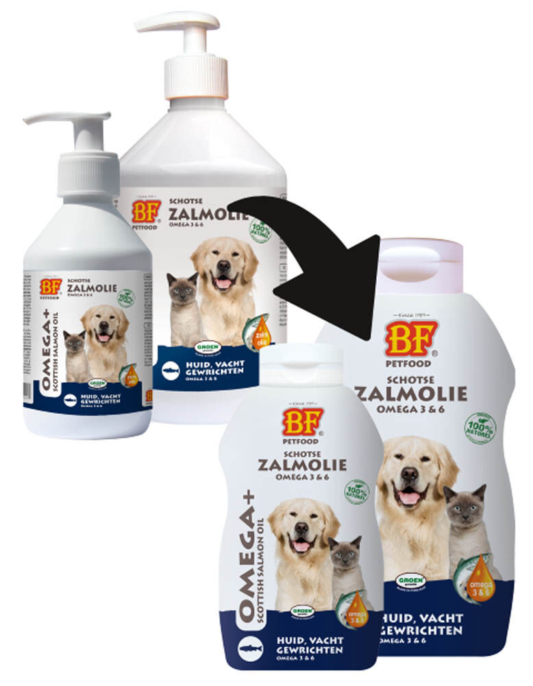 BF Petfood Zalmolie - Huid, Vacht, Gewrichten - Hond en Kat - 500 Milliliter - Zalm