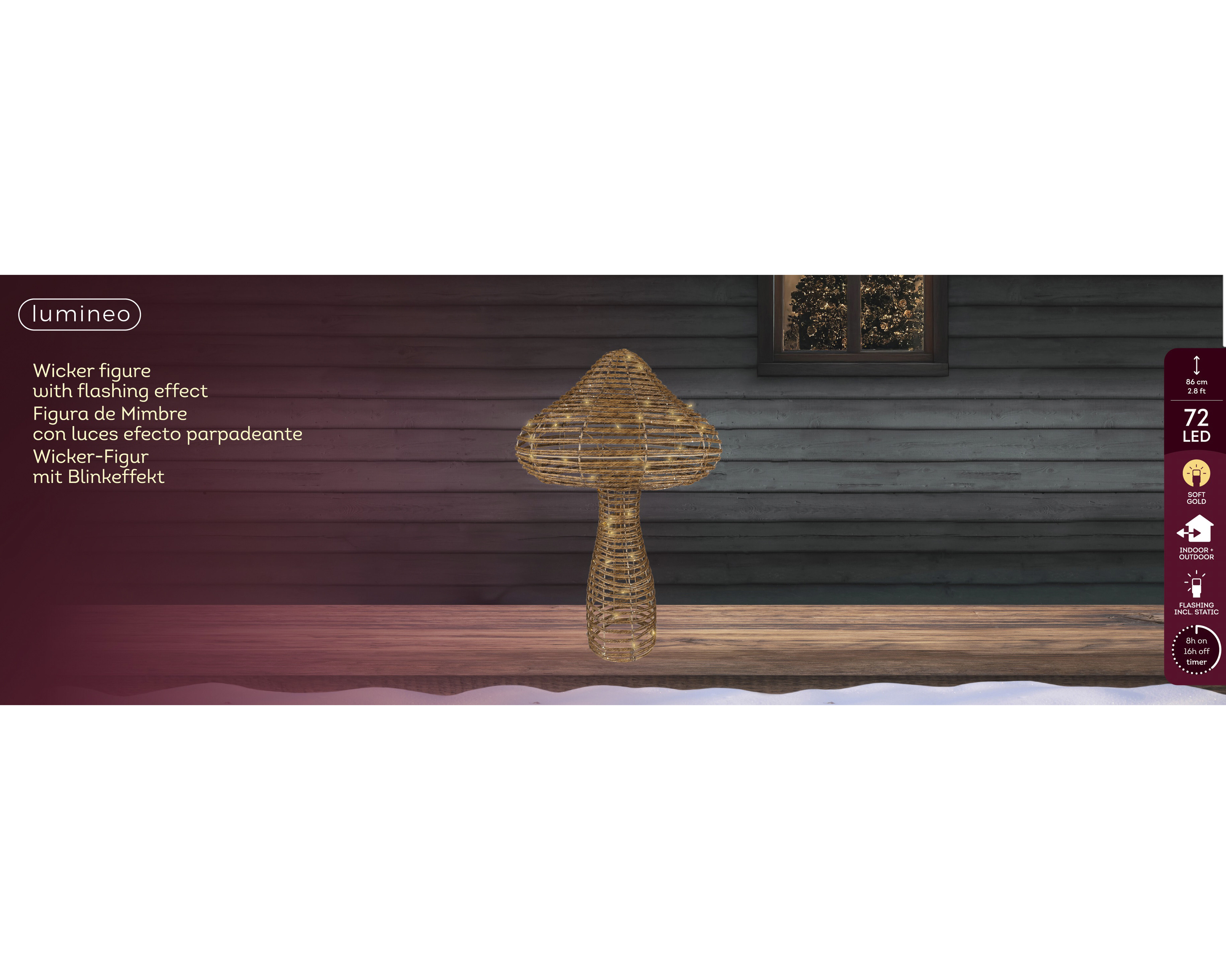 Lumineo LED Paddenstoel - Kerstverlichting - 72 - Soft gold - 86 cm