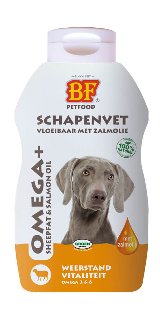 BF Petfood schapenvet vloeibaar met zalmolie - 500 Milliliter BF Petfood schapenvet vloeibaar met zalmolie - 500 Milliliter
