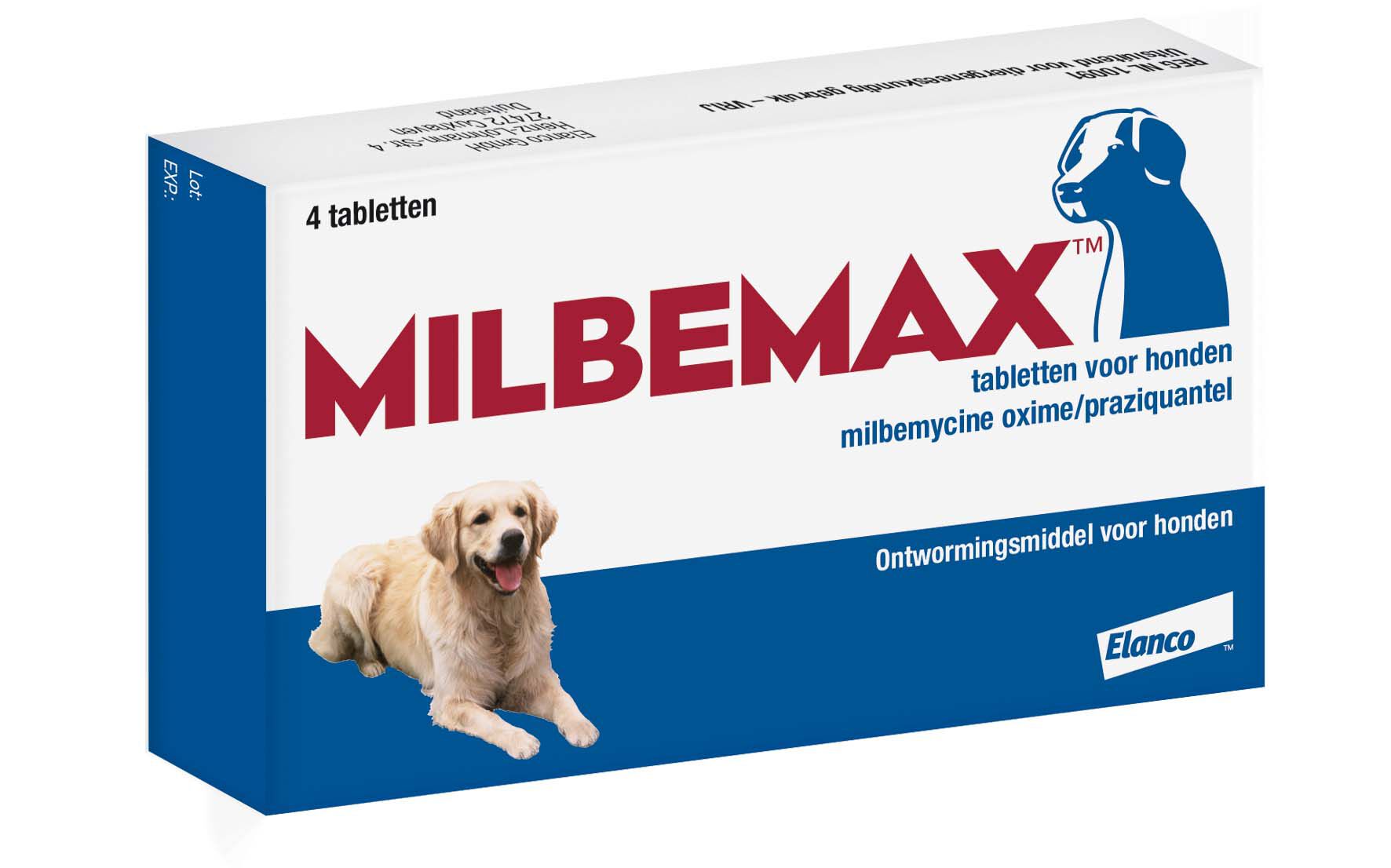 Milbemax - Ontwormen Grote Honden - 4 Stuks - L