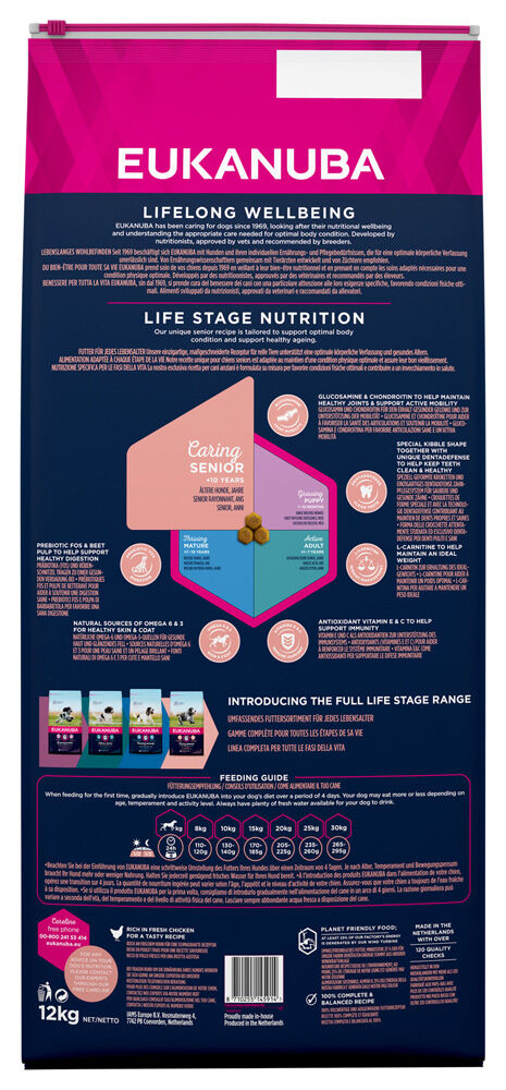 Eukanuba Caring Senior Medium Breed - Hondenvoer - 12 Kilogram - kip