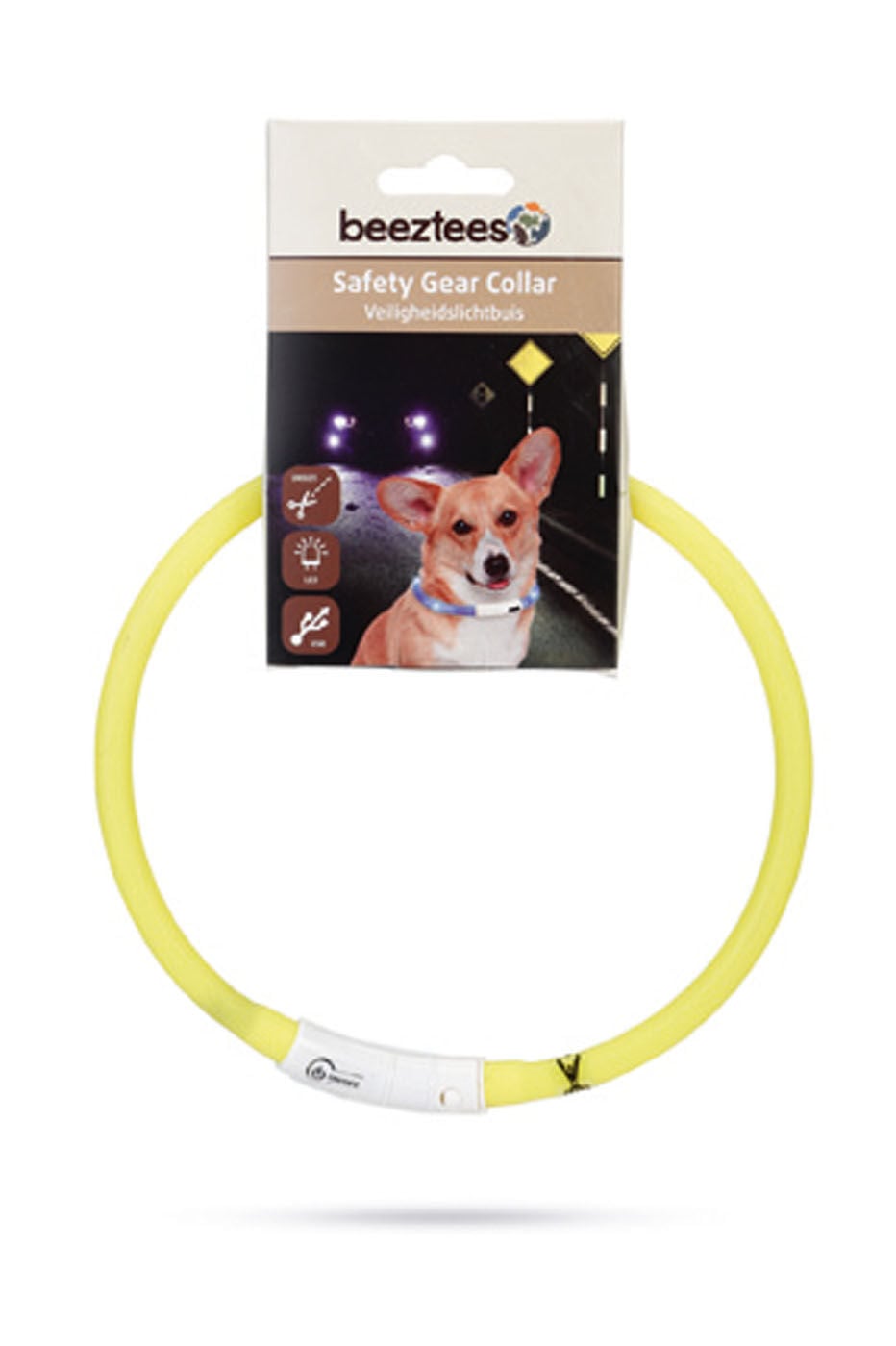 Beeztees Dogini USB - Lichtgevende Halsband - Hond - geel - 35 cm Beeztees Dogini USB - Lichtgevende Halsband - Hond - geel - 35 cm