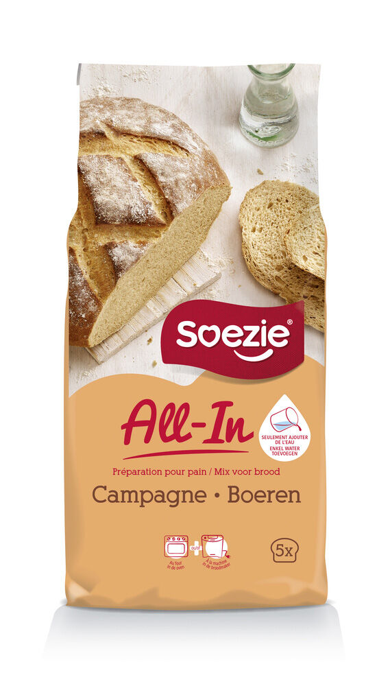 Soezie All-in-mix Boerenbrood - Broodmeel - 2.5 Kilogram Soezie All-in-mix Boerenbrood - Broodmeel - 2.5 Kilogram