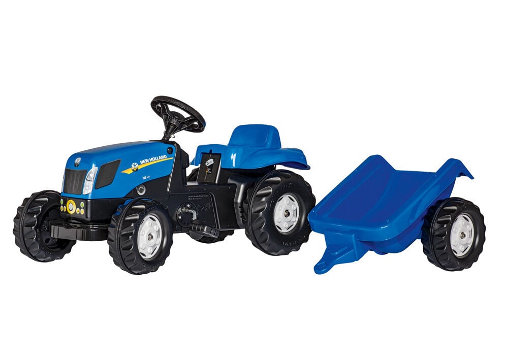 Rolly toys Kid New Holland TVT 190 + aanhanger - Tractoren - Blauw