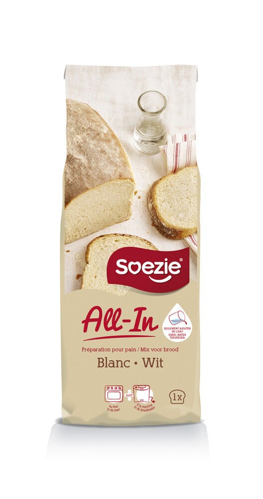 Soezie All-in-mix Wit brood - Broodmeel - 0.5 Kilogram Soezie All-in-mix Wit brood - Broodmeel - 0.5 Kilogram