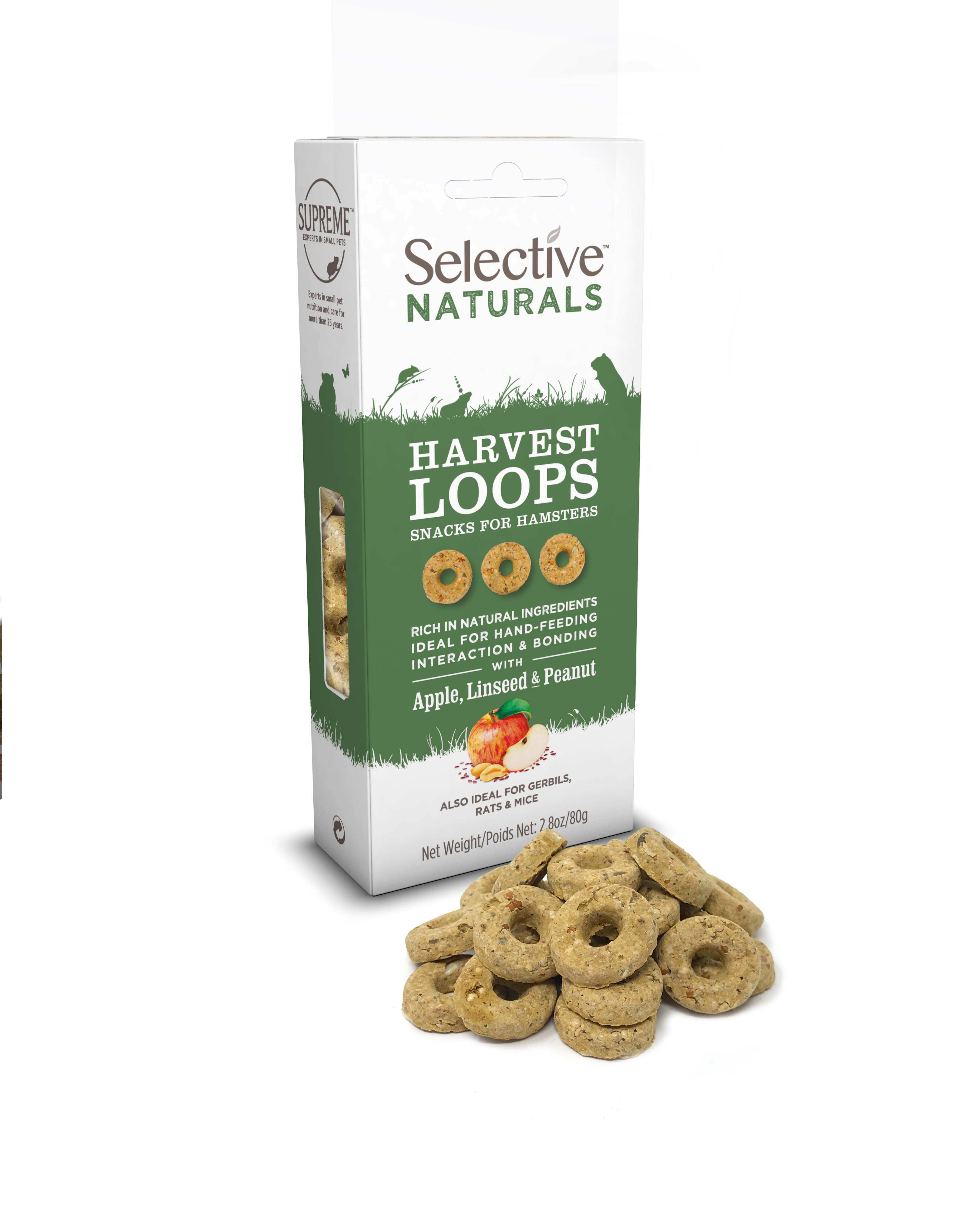 Science selective Harvest Loops  - Knaagdiersnack - 80 Gram - Appel en lijnzaad