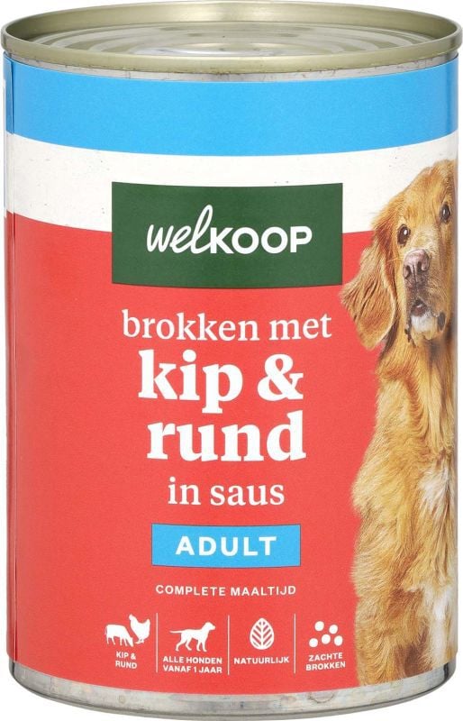 Welkoop Brokken in gelei - Hondenvoer - 400 Gram - Rund/Kip Welkoop Brokken in gelei - Hondenvoer - 400 Gram - Rund/Kip