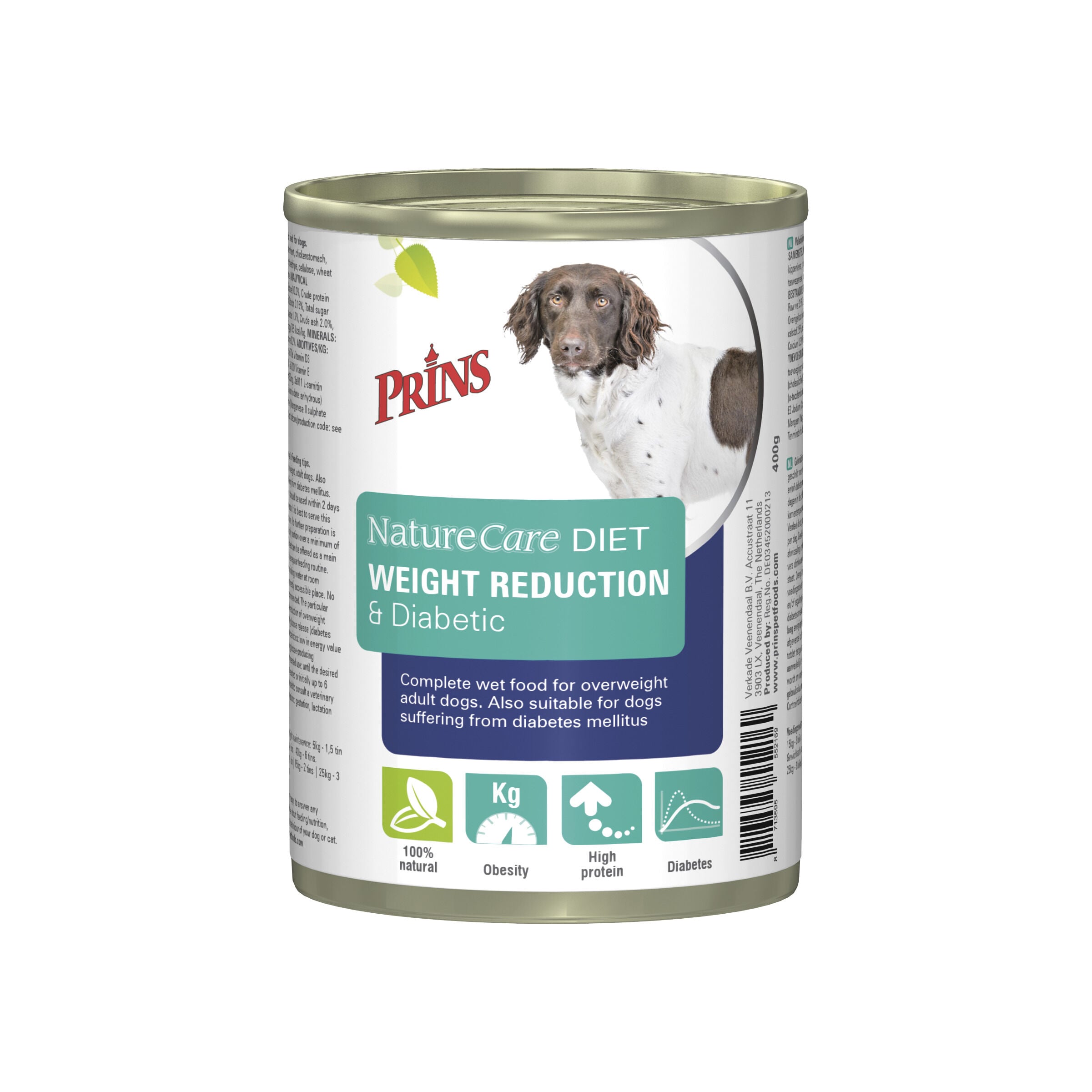 Prins Dieet NatureCare Weight Reduction & Diabetic - Hondenvoer veterinair - 400 Gram - rund, kip Prins Dieet NatureCare Weight Reduction & Diabetic - Hondenvoer veterinair - 400 Gram - rund, kip