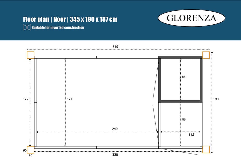 Glorenza Noor - Kattenren - Antraciet - 187x190x345 cm