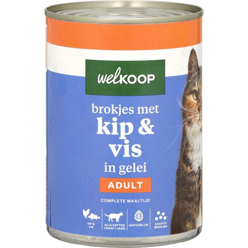 Welkoop Blik Brokjes in Gelei - Kattenvoer - 400 Gram - vis