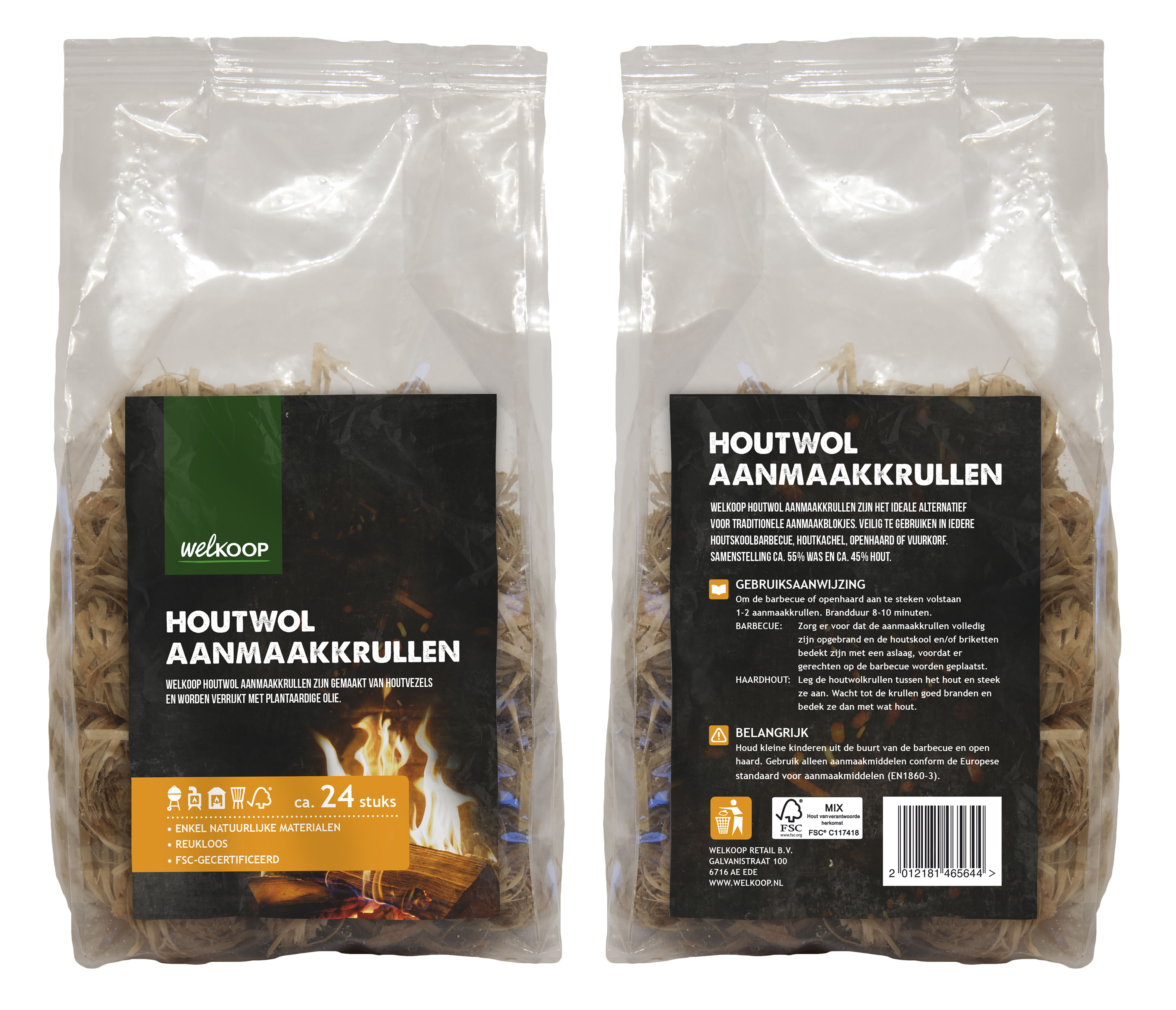 Welkoop Houtwol aanmaakkrullen - BBQ brandstoffen - 24 Stuks - 0.1 hour