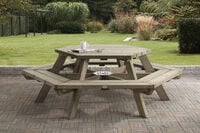 Talen Zeshoek  - Picknicktafel - Bruin - 1x1x76 cm