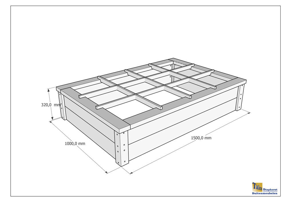 Talen buitenmeubelen - Moestuinbak - 150x100 cm - 31 cm - Blank - 31x150x100 cm