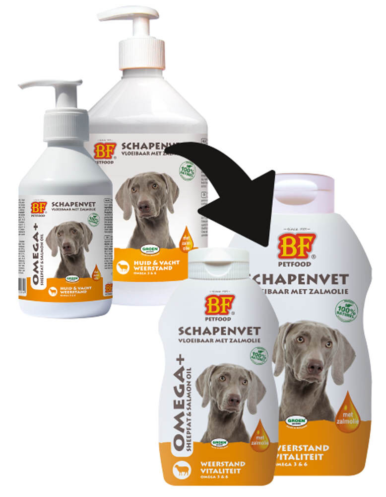 BF Petfood schapenvet vloeibaar met zalmolie - 500 Milliliter