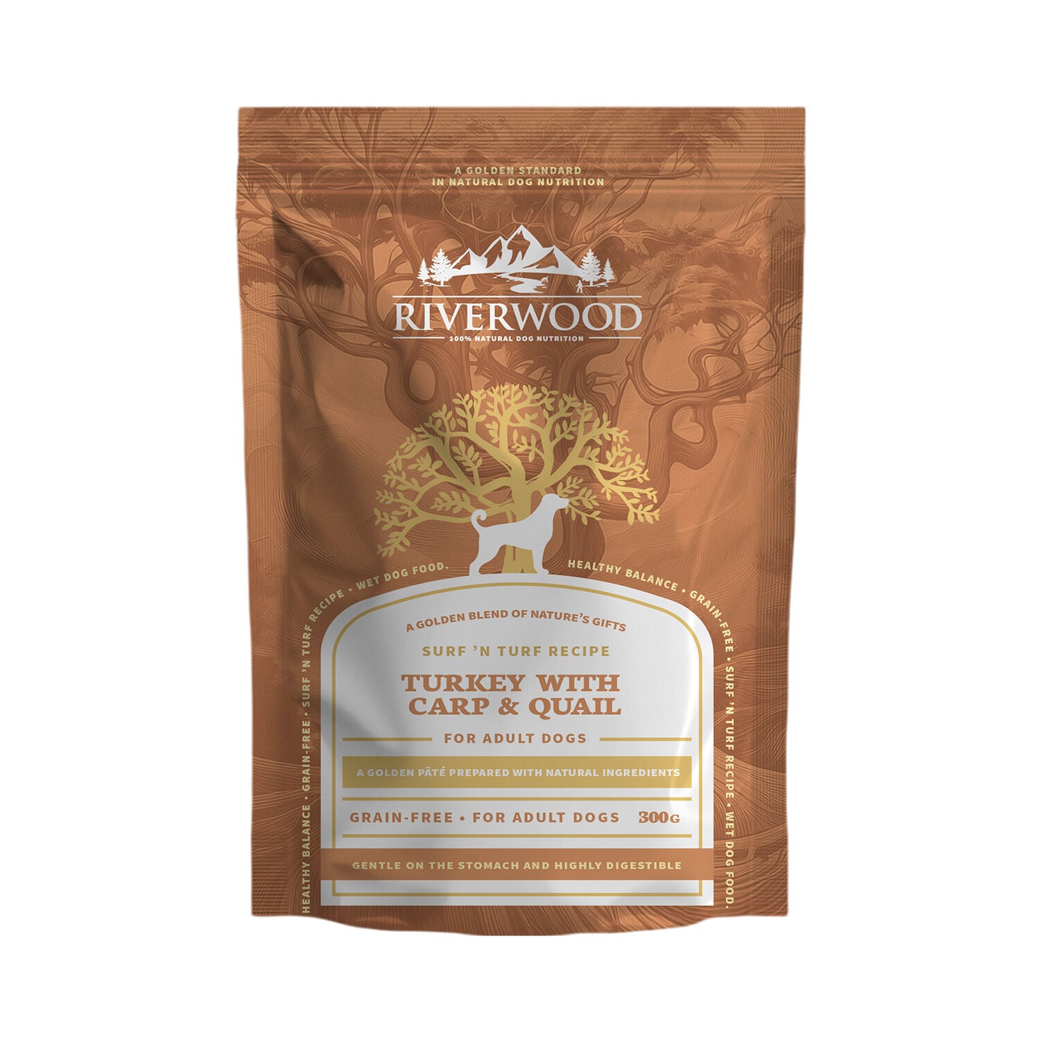 Riverwood Pounch Adult - Graanvrij - Hondenvoer - 300 Gram - Kalkoen | zalm Riverwood Pounch Adult - Graanvrij - Hondenvoer - 300 Gram - Kalkoen | zalm