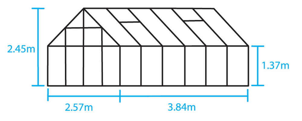 Halls Magnum 128 - Tuinkas - Zilver - 258x257x384 cm - Veiligheidsglas