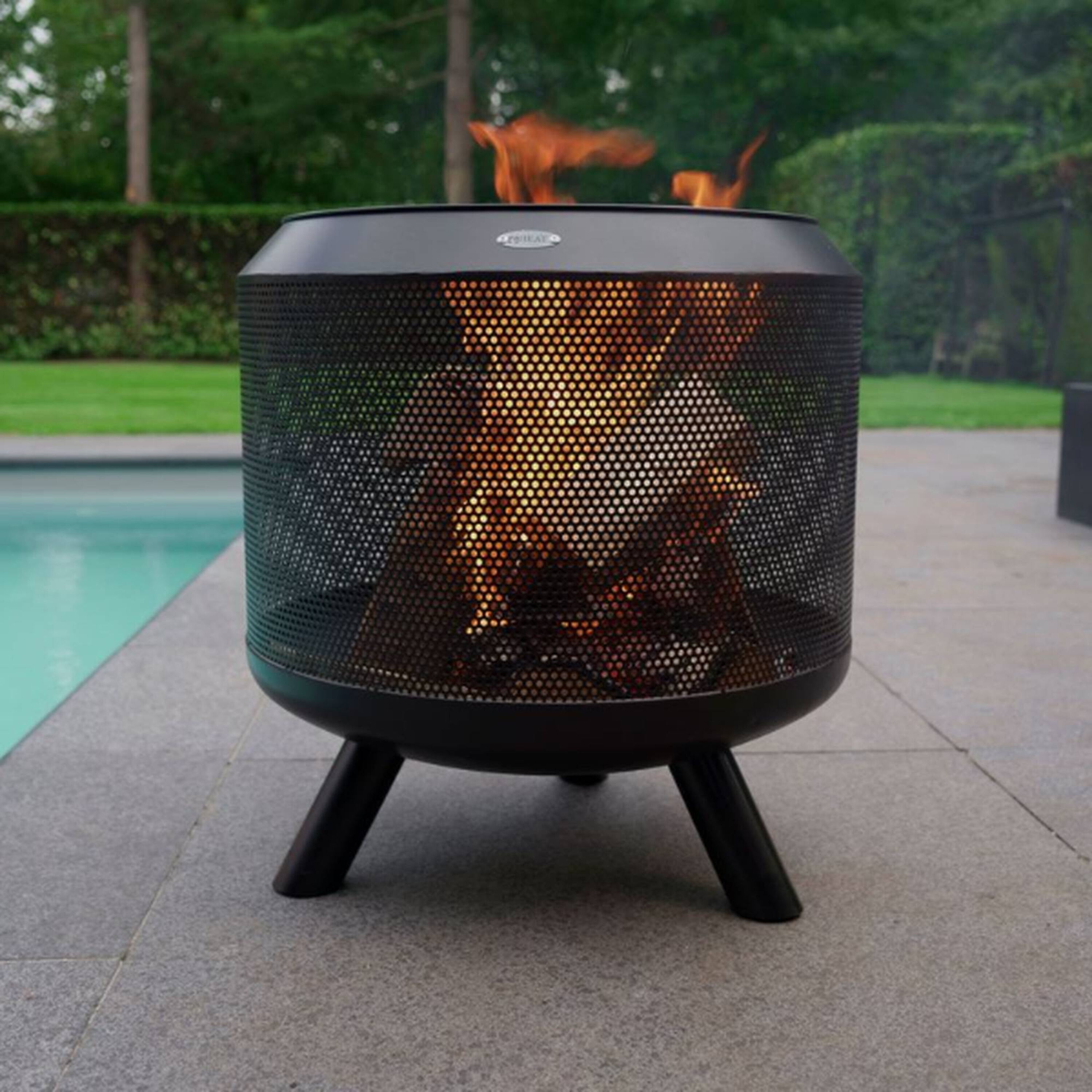 HEAT Drum - Vuurkorf met rooster - Rond - Zwart - Staal