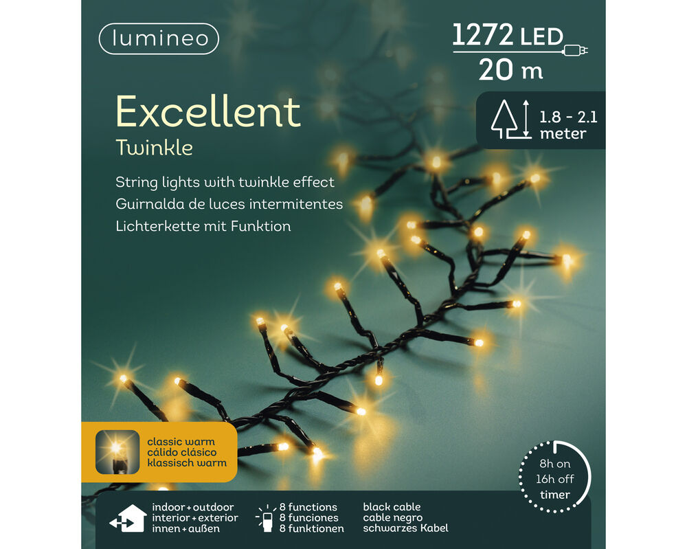 Lumineo LED Excellent - Clusterverlichting - 1272 - Warm wit - 2000 cm Lumineo LED Excellent - Clusterverlichting - 1272 - Warm wit - 2000 cm