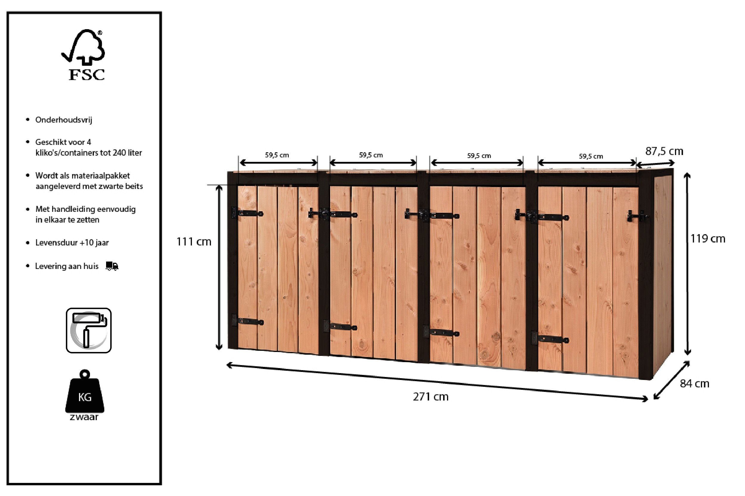 Volente 4 Dubbel Nina - Containerombouw - 119x271x87.5 cm