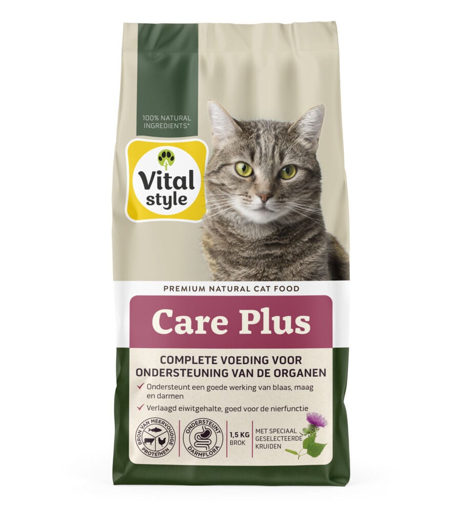 Vitalstyle Care Plus - Kattenvoer - 1.5 Kilogram - Kip, rund Vitalstyle Care Plus - Kattenvoer - 1.5 Kilogram - Kip, rund