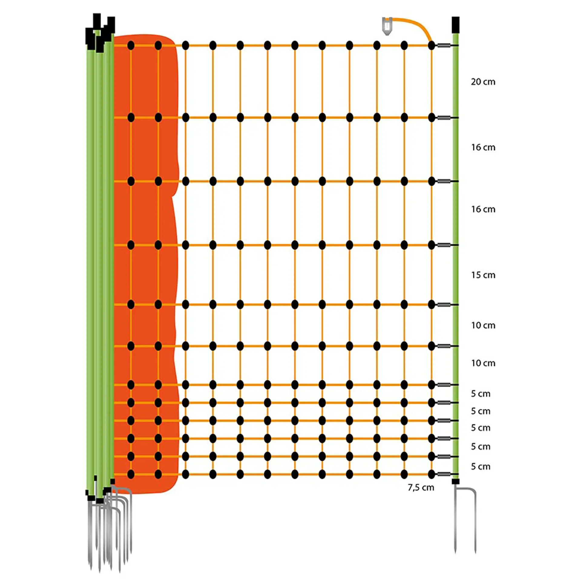 Gallagher Kippennet Dubbele Pen - Afrasteringsnetten - 22.5 cm - Oranje - 134 cm
