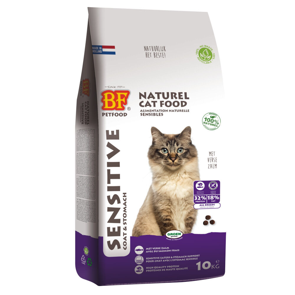 BF Petfood Sensitive Coat & Stomach - Kattenvoer - 10 Kilogram - zalm BF Petfood Sensitive Coat & Stomach - Kattenvoer - 10 Kilogram - zalm