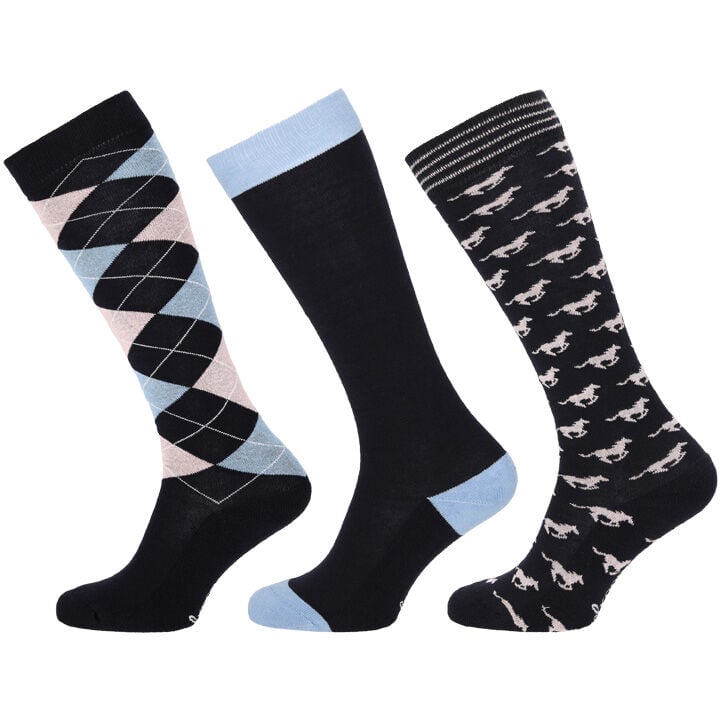 Welkoop 3-pack - Paardrijsokken - Blauw - 35-38