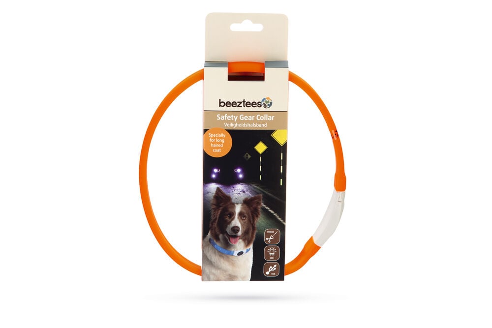 Beeztees Safety Gear Glowy USB - Lichtgevende Halsband - Hond - oranje - 2.5 cm Beeztees Safety Gear Glowy USB - Lichtgevende Halsband - Hond - oranje - 2.5 cm