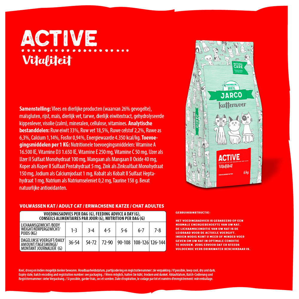 Jarco Natural Active - Kattenvoer - 6 Kilogram - eend