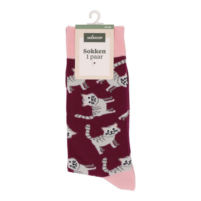 Welkoop Fun Kat - Sokken - Grijs - 43-46 Welkoop Fun Kat - Sokken - Grijs - 43-46