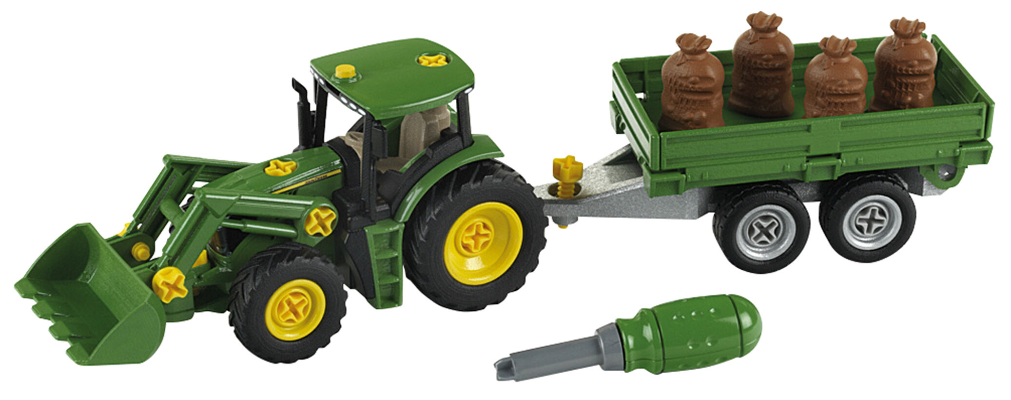 Klein John Deere met tandemas aanhanger 1:24 - Tractoren Klein John Deere met tandemas aanhanger 1:24 - Tractoren