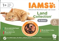 IAMS Land - Delights - 12x85 gram - 1020 Gram - kalkoen, kip, vlees