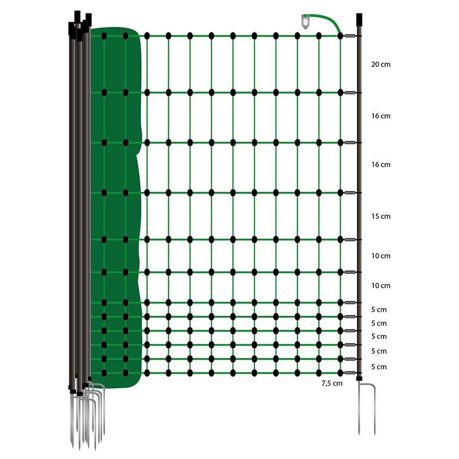 Gallagher Kippennet Dubbele pen - Afrasteringsnetten - 50m - 21 cm - Groen - 130 cm - 5000 cm