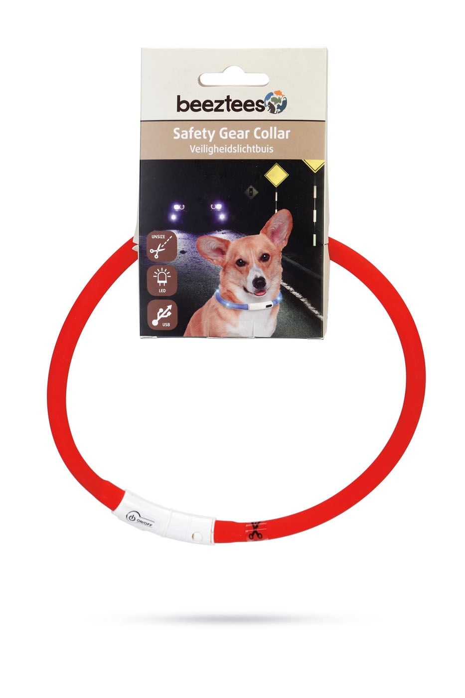 Beeztees Dogini USB - Lichtgevende Halsband - Hond - rood - 70 cm Beeztees Dogini USB - Lichtgevende Halsband - Hond - rood - 70 cm