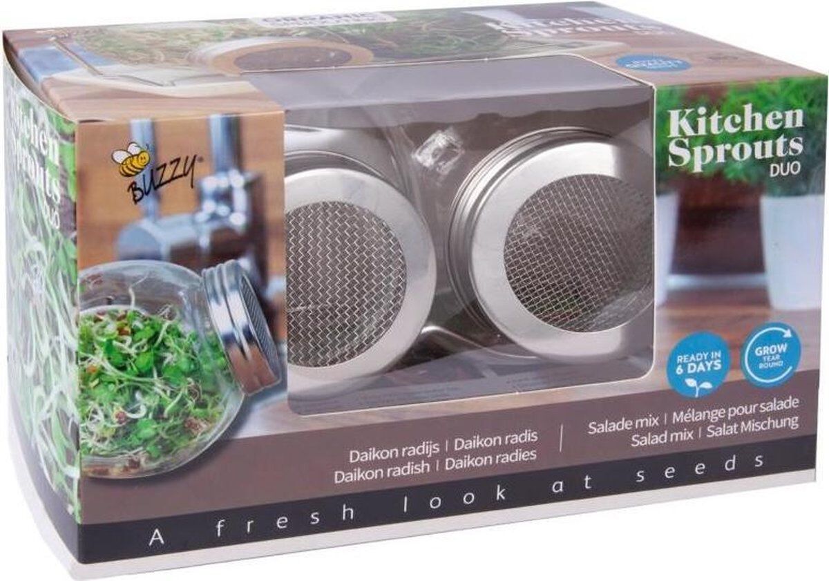 Buzzy® Organic Sprouting - Duo kiempot met schaal Buzzy® Organic Sprouting - Duo kiempot met schaal