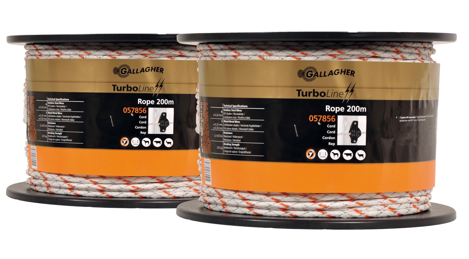 Gallagher Turboline Duopack- Schrikkoord - 17 cm - 2 Stuks - Wit - 53 cm - 40000 cm Gallagher Turboline Duopack- Schrikkoord - 17 cm - 2 Stuks - Wit - 53 cm - 40000 cm