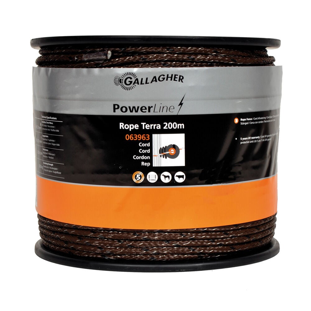 Gallagher PowerLine Cord - Schrikkoord - 17 cm - 200 Meter - Terra - 20 cm - 20000 cm Gallagher PowerLine Cord - Schrikkoord - 17 cm - 200 Meter - Terra - 20 cm - 20000 cm