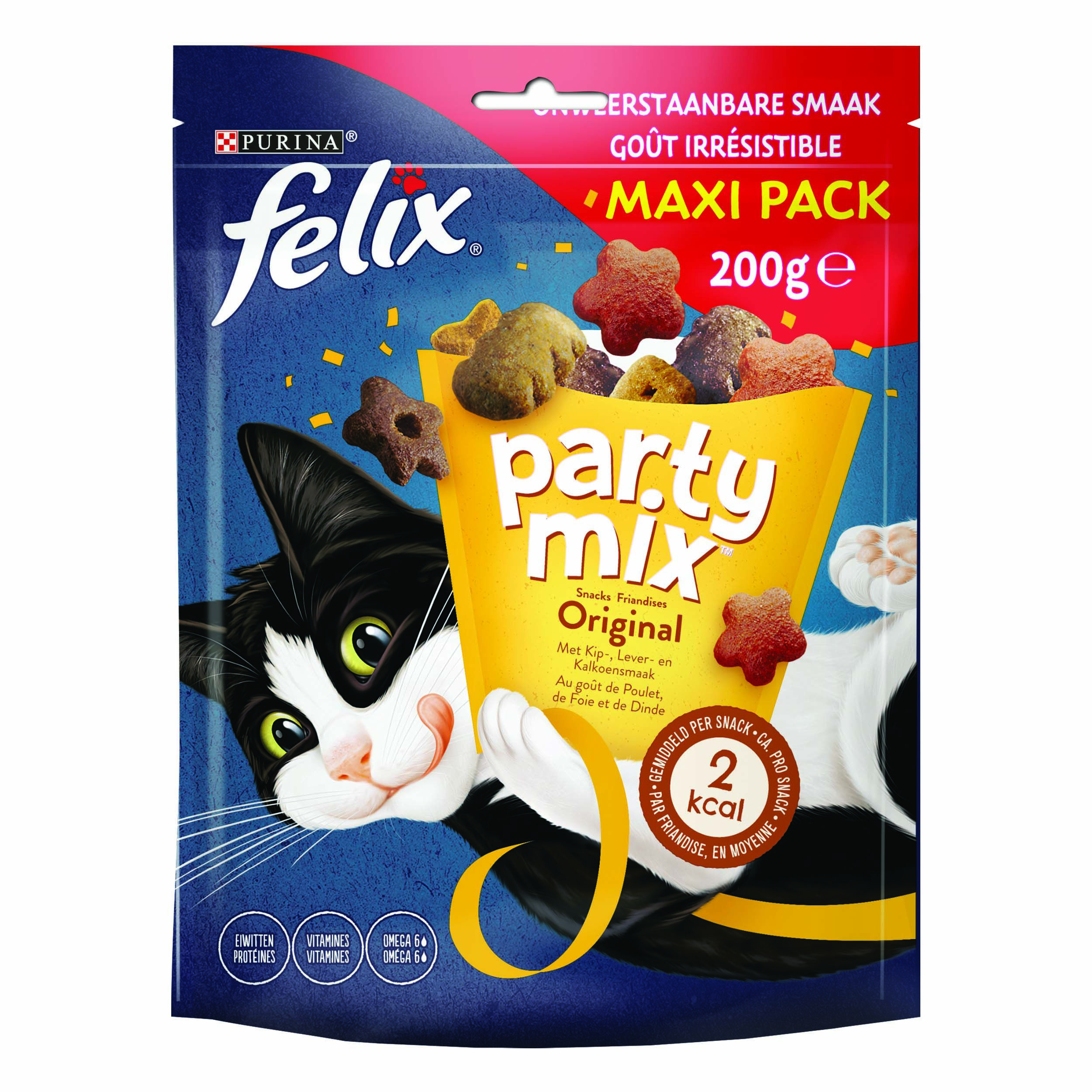 Felix Party Mix Original - Kattensnack - 200 Gram - lever, kip Felix Party Mix Original - Kattensnack - 200 Gram - lever, kip