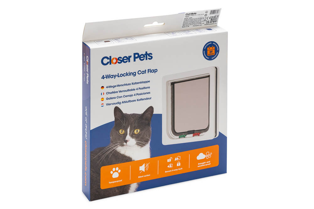Closer Pets 309 4-Way-Locking - Kattenluik - Wit - 24.1x20x3 cm