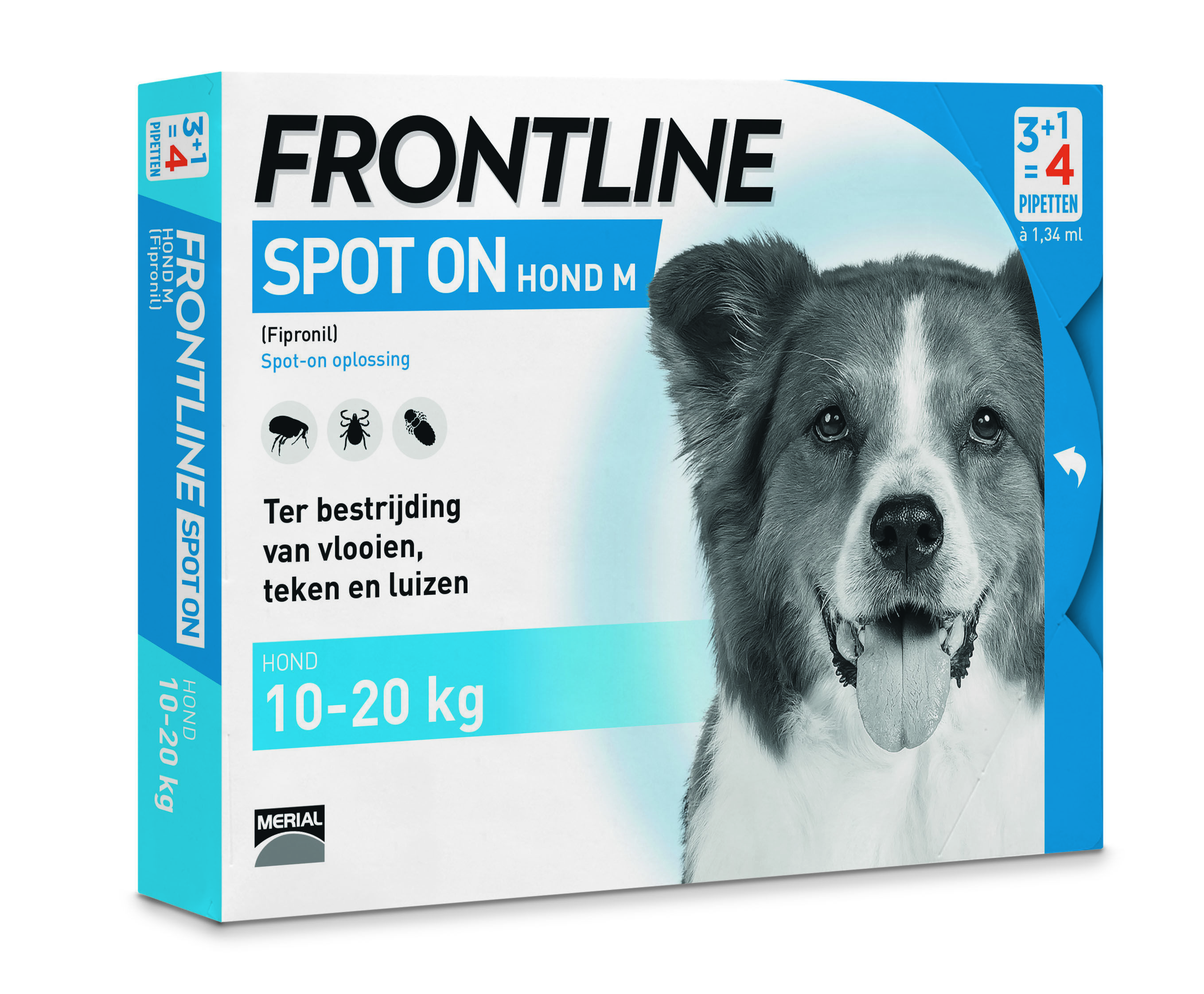Frontline Spot On - Pipet - Anti vlooien en teken Hond - 4 pipetten - 4 Stuks - M