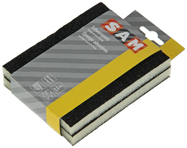 SAM - Schuurspons 2 stuks - 15.5x9.5x2.7 cm - Zwart - 1.4 cm