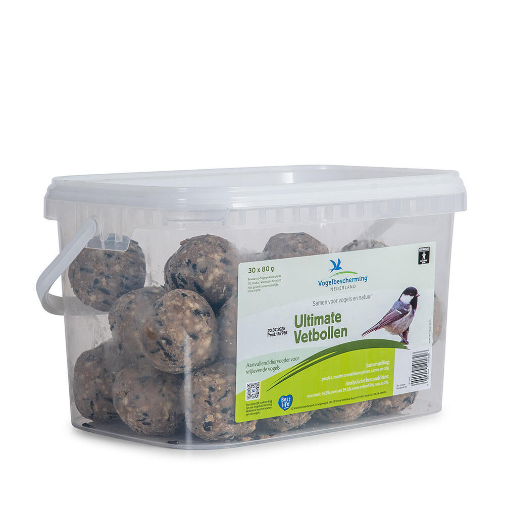 Vogelbescherming Ultimate Vetbollen - Zonder netjes - in Emmer - Tuinvogelvoer - 30 Stuks - Ultimate