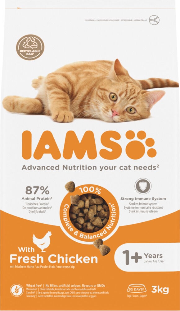 Iams Adult - Kattenvoer - 3 Kilogram - kip Iams Adult - Kattenvoer - 3 Kilogram - kip