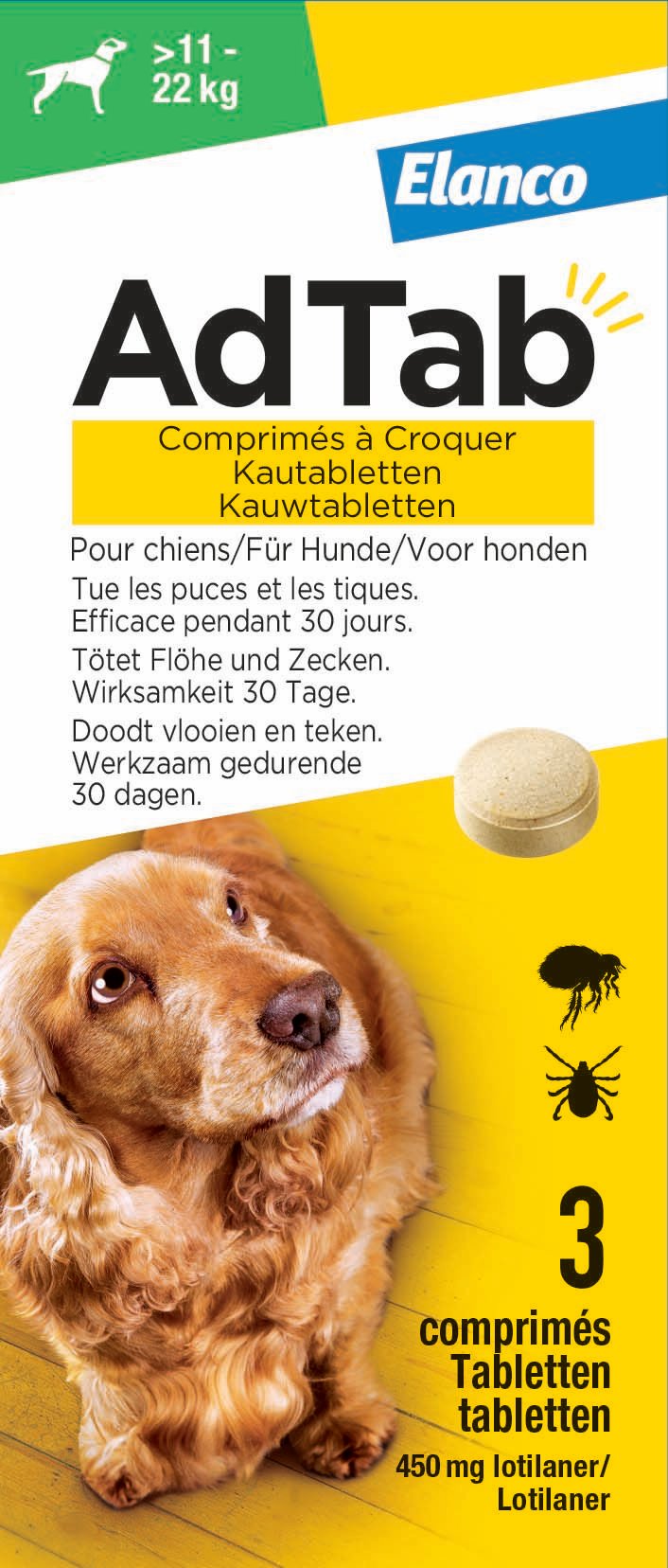 AdTab Kauwtablet - Anti Vlooien en teken - Hond - 3 Stuks - M AdTab Kauwtablet - Anti Vlooien en teken - Hond - 3 Stuks - M