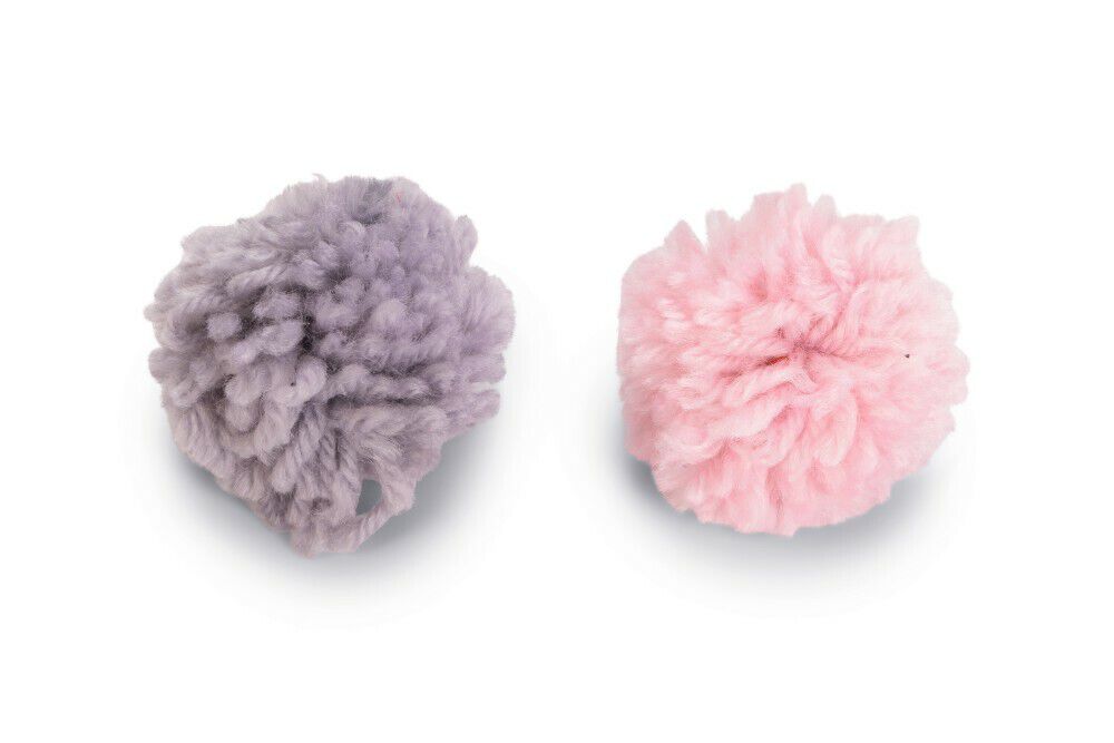 Beeztees Balletjes Orco Wol - Kattenspeeltjes 2 stuks - Grijs Roze