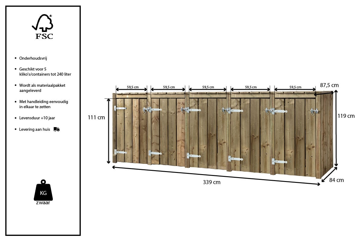 Volente 5 Dubbel Arjan - Containerombouw - 119x339x87.5 cm