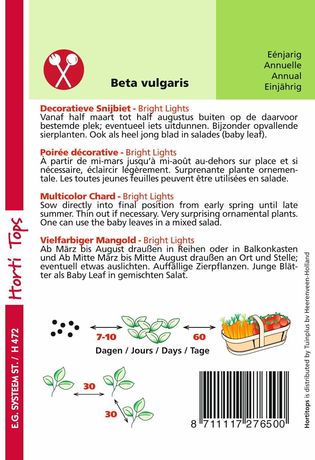 Hortitops Snijbiet Bright Lights - Groentezaden